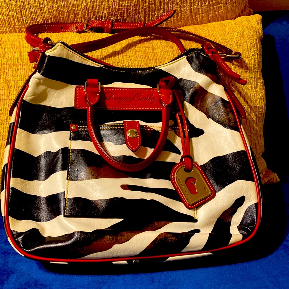 Dooney & Bourke Zebra Print Tear Drop Hobo NWT